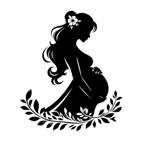 Premium Vector Pregnant Woman Silhouette Vector Illustration