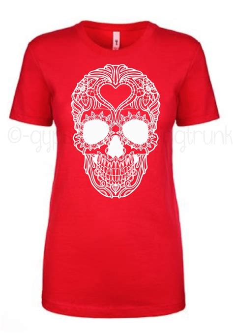 Gypsyjunkclothingtrunk Sugar Skull Shirt Red Skull Shirt