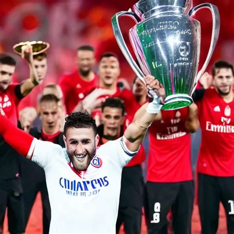 Dusan Tadic Lifting The UEFA Champions League Trophy Stable Diffusion