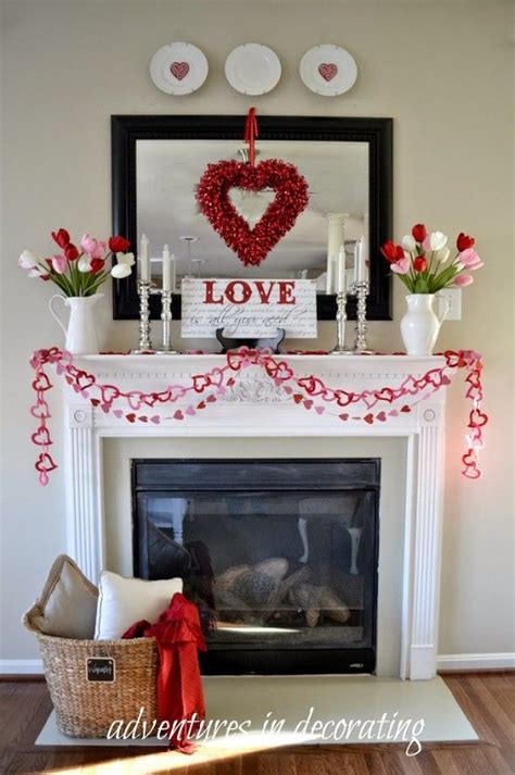 15 Beautiful Valentine’s Day Mantle Ideas Valentines Party Decor Diy Valentines Decorations