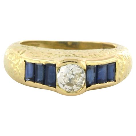 Ring With Sapphire And Diamonds 18k Yellow Gold For Sale At 1stdibs