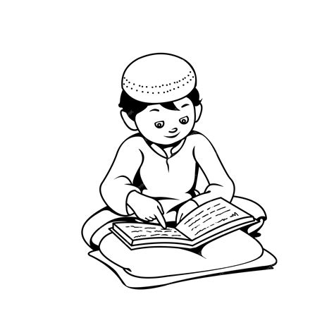 Premium Vector Muslim Boy Reading Quran 2d Clip Art Vector Illustration