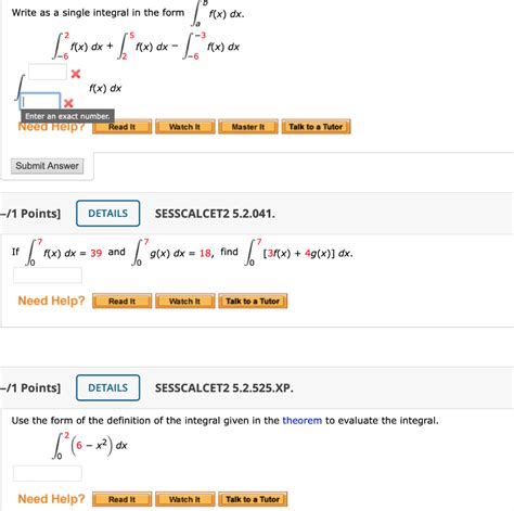 Solved Write As A Single Integral In The Form F X Dx X Chegg