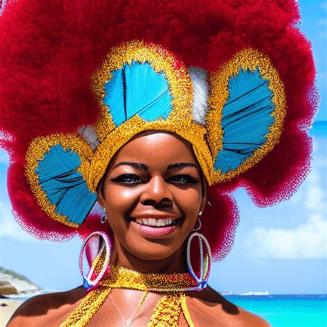 Stunning Afro Caribbean Carnival Queen On A Realistic Beach In St John Antigua · Creative Fabrica