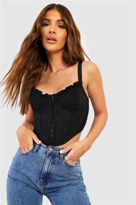 Women S Ruched Cup Bandage Corset Top Boohoo Uk