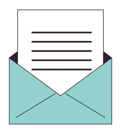 Letter In Opened Envelope Flat Line Color Isolated Vector Object