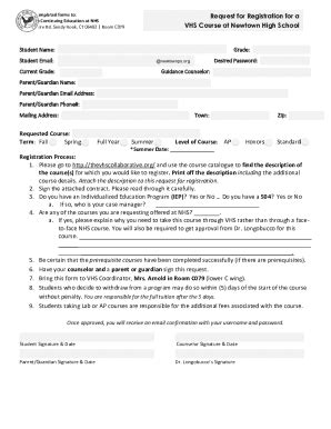 Fillable Online Vhs Registration Form Pdf Fax Email Print Pdffiller