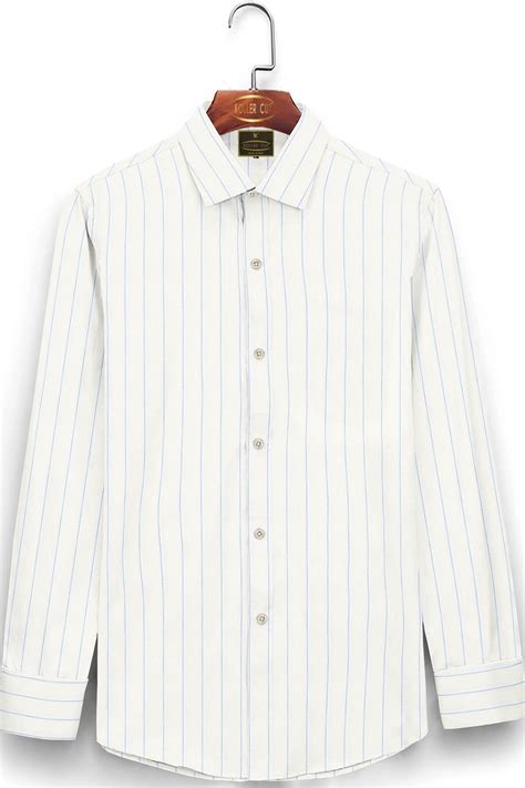 White With Dodger Blue Pinstripes Linen Shirt Kollercut