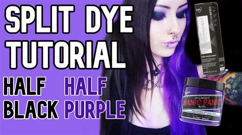 Half Black Half Purple Split Color Hair Dye Tutorial Youtube