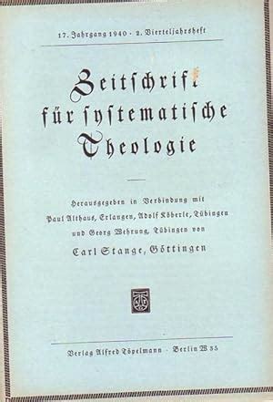 Zeitschrift F R Systematische Theologie Jahrgang