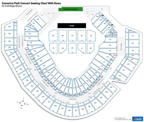 Comerica Park Concert Seating Chart With Rows Two Birds Home