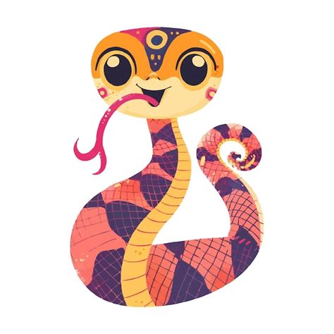 Cute Cartoon Snake Posing And Sticking Out Tongue Vector Premium Ai