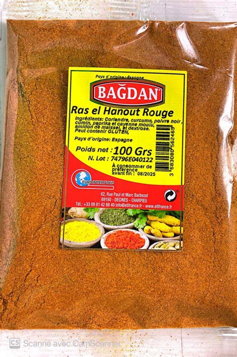 Grossiste Halal Vente DeBAGDAN RAS EL HANOUT ROUGE KIRMIZI 100 GR