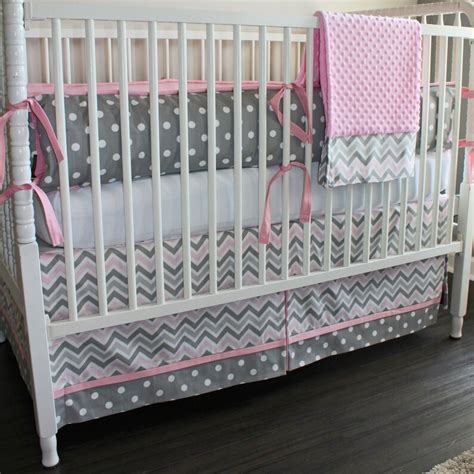 Pink And Gray Chevron Crib Baby Bedding Set Etsy