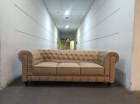 CAT FRIENDLY SALVADO II Seater Chesterfield Sofa In NUDE BROWN TECH VELVET P