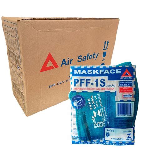 Máscara descartável maskface pff 1s pff1 azul sem válvula air safety