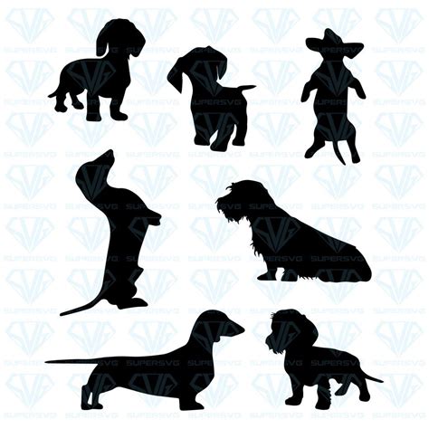 Silhouettes Dachshunds Vector Illustration Svg Files For Silhouette