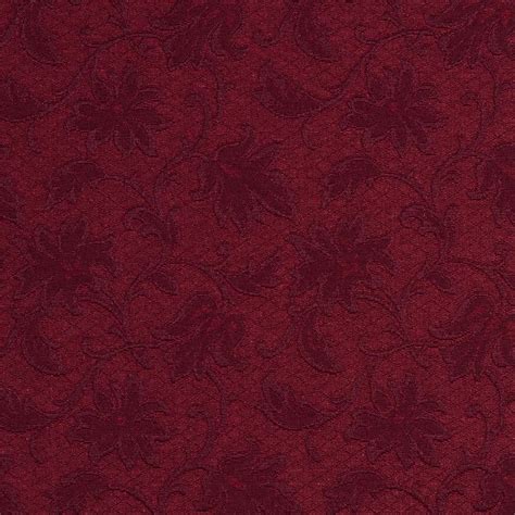 E Burgundy Floral Jacquard Woven Upholstery Grade Fabric By The Yard