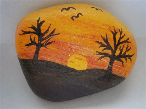 Sunset Painted Rock Visit Placeforyou Etsy Painted Rocks