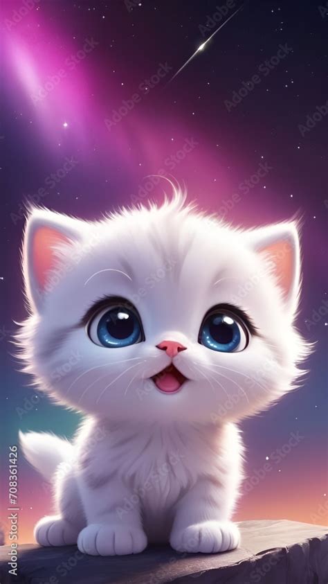 Cute baby kitten, baby cat wallpaper, cute baby animal wallpaper for kids Stock Illustration ...