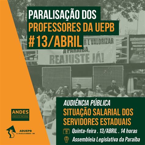 Professores as da UEPB paralisarão nesta quinta feira 13 04 para