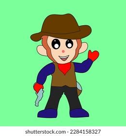 Cartoon Cute Cowboy Monkey Hold Gun Stock Vector (Royalty Free) 2284158327 | Shutterstock