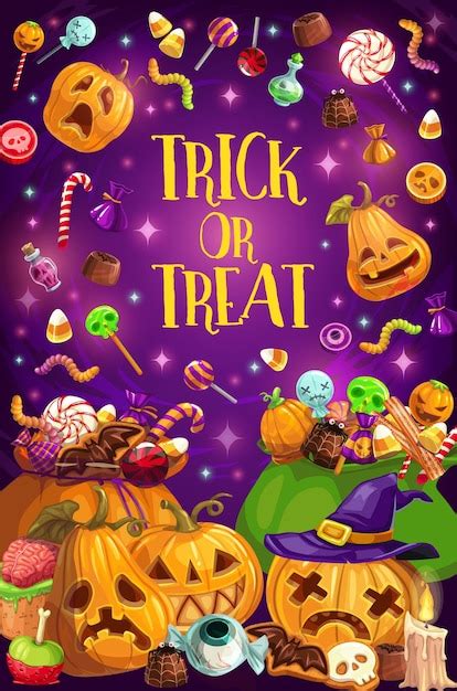 Premium Vector Halloween Holiday Trick Or Treat Pumpkin