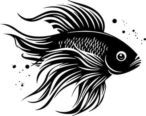 Beta fisch schwarz weiß isolierte icon vektor illustration Premium Vektor