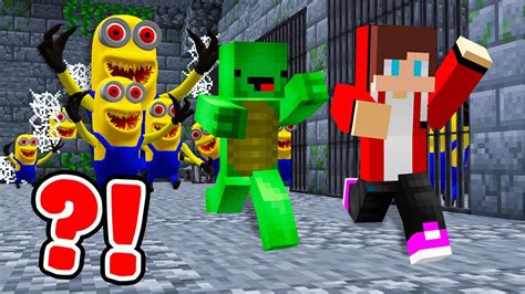 Jj And Mikey Escaping From Scary Minions Prison In Minecraft Challenge From Maizen Youtube