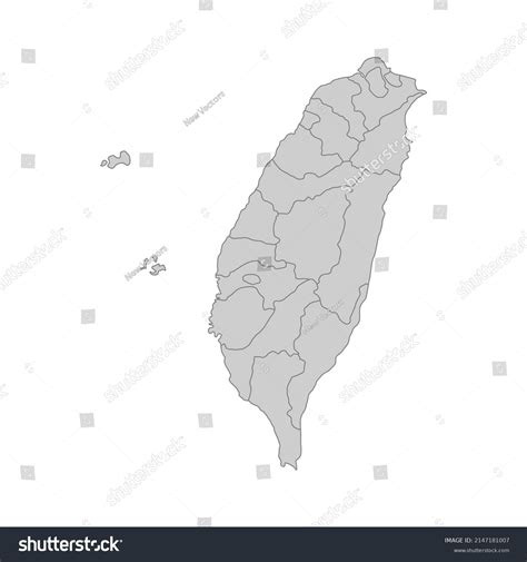 Outline Political Map Taiwan High Detailed เวกเตอรสตอก ปลอดคา