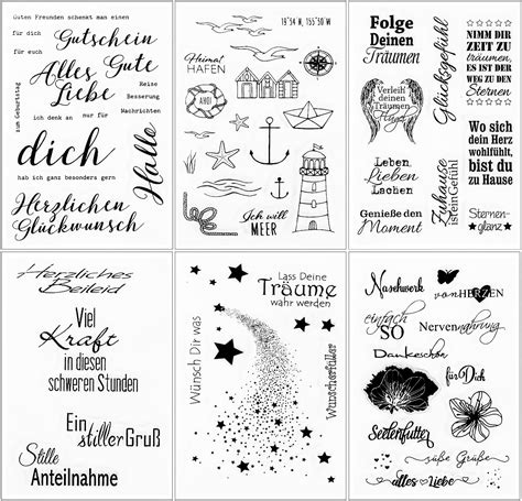 Silikonstempel Deutsche Texte Set 6 Blätter Silikonstempel Sprüche