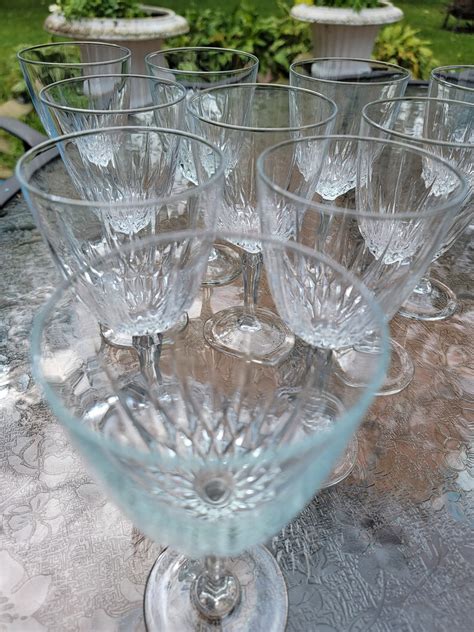 Crystal Wine Goblets Cristal Darques Durand Diamant Hand Blown Hand