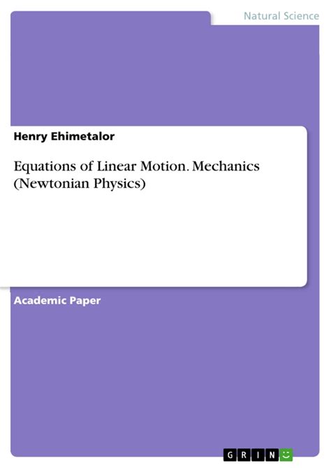 Equations Of Linear Motion Mechanics Newtonian Physics Grin