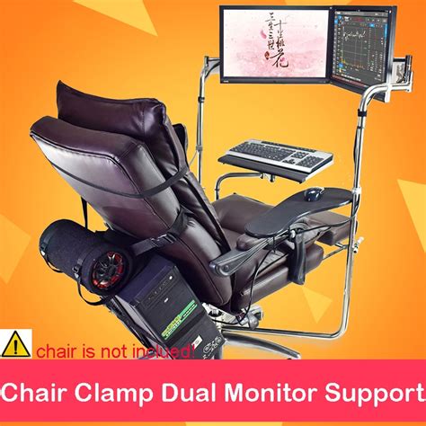 OK920 2 Full Motion Chair Shaft Dual Monitor Mount Keyboard Holder