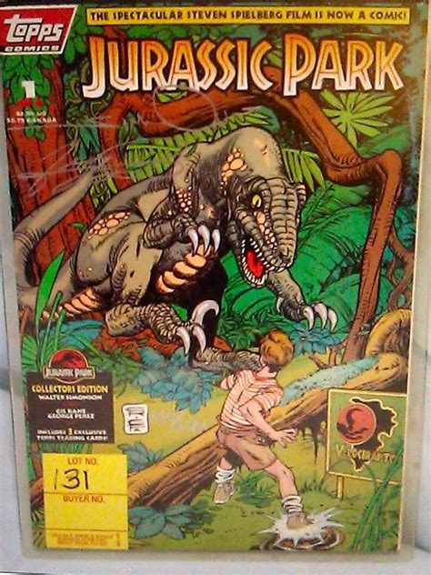 Vintage 1 TOPPS JURASSIC PARK Signed GEORGE PEREZ WALT SIMPSON COMIC