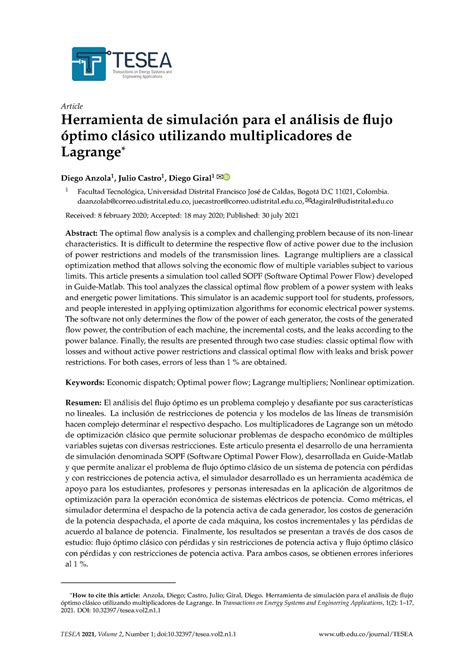 Herramienta De Simulaci N Para El An Lisis De Flujo Ptimo Cl Sico