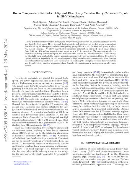 Pdf Room Temperature Ferroelectricity And Electrically Tunable Berry