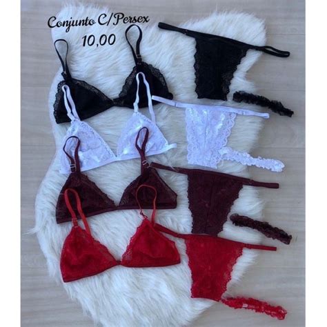 Kit Conjuntos C Persex Por Cores Surtidas Lingerie Sexy Revenda Suti Calcinha