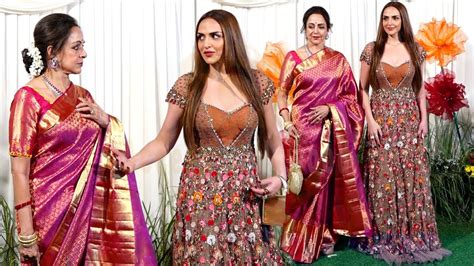 Hema Malini With Daughter Esha Deol Arrives At Shilpa Shetty Diwali