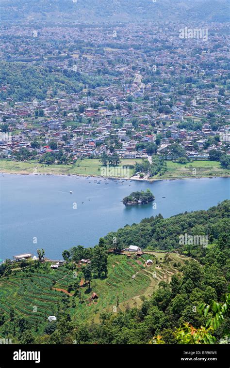 View of Phewa Lake and the city, Pokhara, Nepal Stock Photo - Alamy