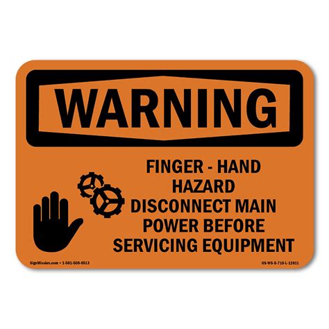 Osha Warning Sign Finger Hand Hazard Decal Protect Your