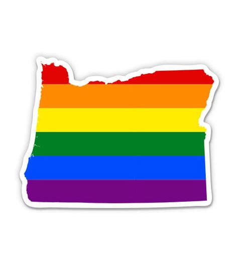 Oregon Gay Flag State Shape Rainbow Pride Lgbt 3 Vinyl Sticker For