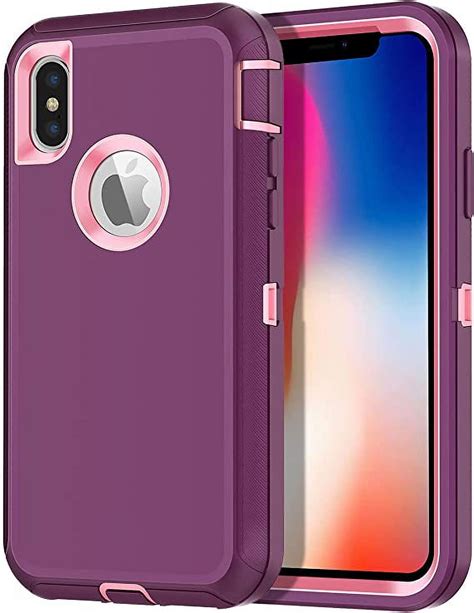 Entronix Iphone Xs Heavy Duty Case Shock Proof Shatter Resistant 3 Layer Rubber Purple