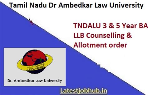 TNDALU BA LLB Allotment Order 2023 5 Year Law Admission List