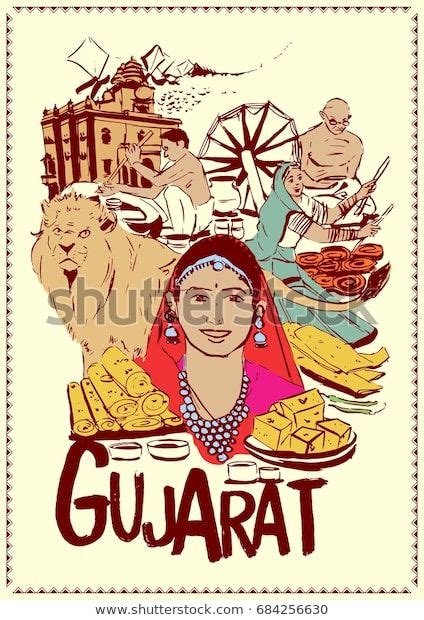 Illustration People Culture Gujarat India Stock Vector (Royalty Free ...