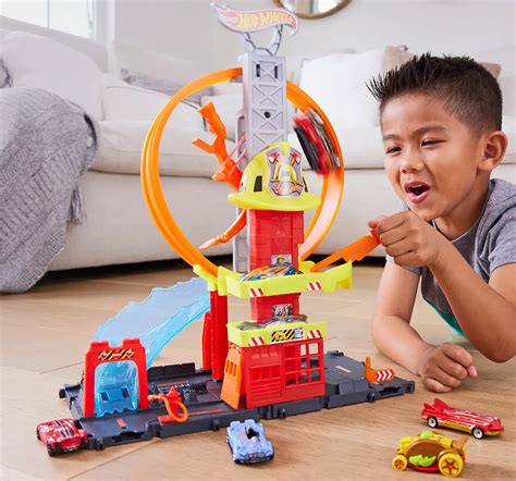 Buy Hot Wheels City Super Loop Fire Stunt Station Y Online Hamleys India