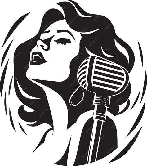 Premium Vector A Woman With A Microphone In Front Of Her Face