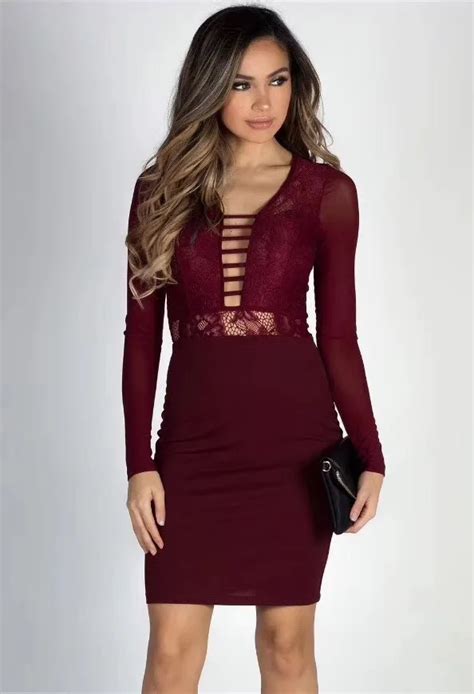 New Arrival Women Sexy Black Red Mesh Lace Bandage Dress 2018 Knitted