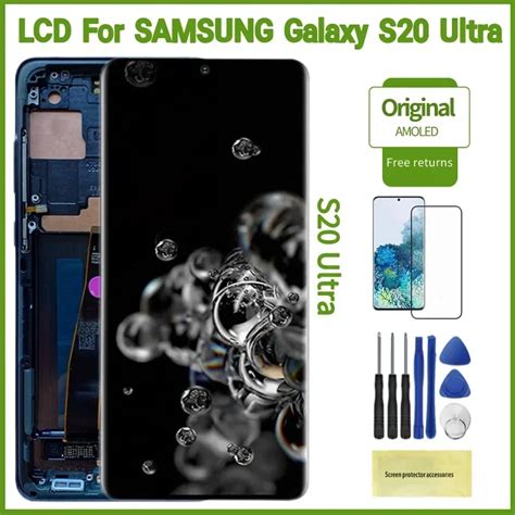 Original S20 Ultra 5g Display For Samsung Galaxy S20 Ultra With Frame Touch Screen Digitizer