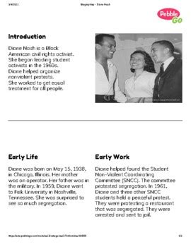 Diane Nash Biography And Research Worksheet By Reanna Laney Gailes